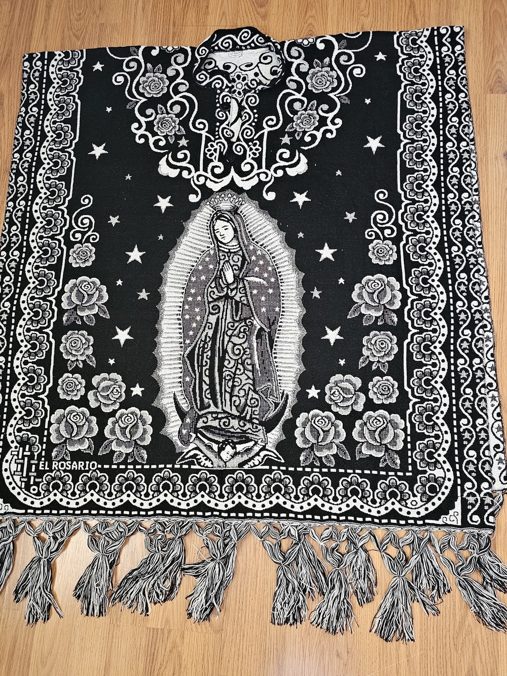 Black and White Virgin Mary Decorative Throw